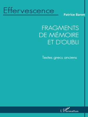 cover image of Fragments de mémoire et d'oubli